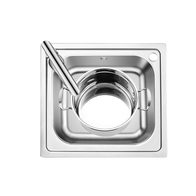 Single Bowl Kitchen Sink Stainless Steel Rectangle Sink with Drain Assembly Sink with Faucet Clearhalo 'Home Improvement' 'home_improvement' 'home_improvement_kitchen_sinks' 'Kitchen Remodel & Kitchen Fixtures' 'Kitchen Sinks & Faucet Components' 'Kitchen Sinks' 'kitchen_sinks' 7393963