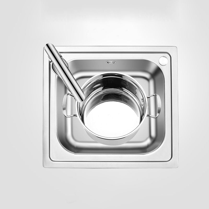 Single Bowl Kitchen Sink Stainless Steel Rectangle Sink with Drain Assembly Clearhalo 'Home Improvement' 'home_improvement' 'home_improvement_kitchen_sinks' 'Kitchen Remodel & Kitchen Fixtures' 'Kitchen Sinks & Faucet Components' 'Kitchen Sinks' 'kitchen_sinks' 7393965