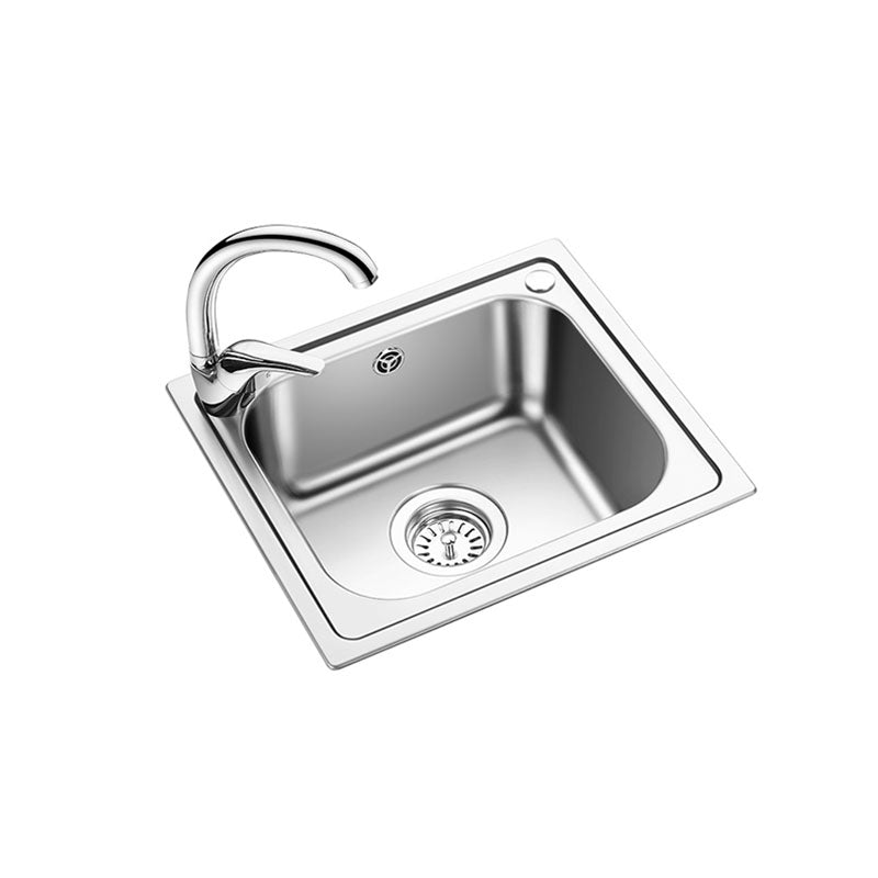 Single Bowl Kitchen Sink Stainless Steel Rectangle Sink with Drain Assembly Clearhalo 'Home Improvement' 'home_improvement' 'home_improvement_kitchen_sinks' 'Kitchen Remodel & Kitchen Fixtures' 'Kitchen Sinks & Faucet Components' 'Kitchen Sinks' 'kitchen_sinks' 7393967