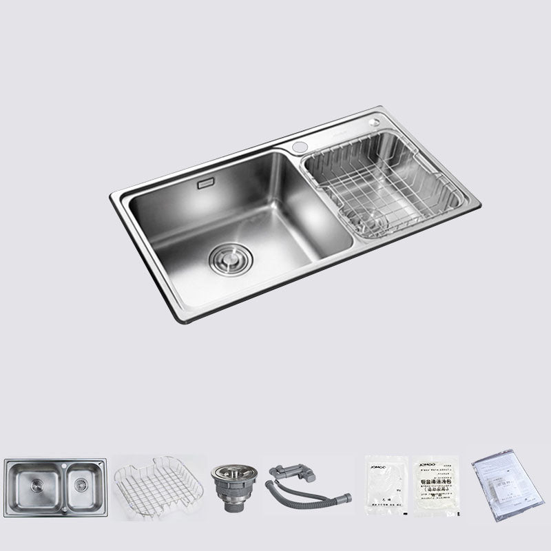 Stainless Steel Kitchen Sink Double Bowl Kitchen Sink with Drain Assembly 31"L x 17"W x 8"H Sink Only None Clearhalo 'Home Improvement' 'home_improvement' 'home_improvement_kitchen_sinks' 'Kitchen Remodel & Kitchen Fixtures' 'Kitchen Sinks & Faucet Components' 'Kitchen Sinks' 'kitchen_sinks' 7393975
