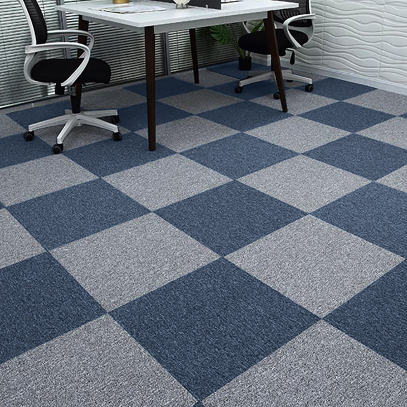 Indoor Carpet Tile Level Loop Non-Skid Carpet Tiles with Waterproof Blue Plaid 40-Piece Set Clearhalo 'Carpet Tiles & Carpet Squares' 'carpet_tiles_carpet_squares' 'Flooring 'Home Improvement' 'home_improvement' 'home_improvement_carpet_tiles_carpet_squares' Walls and Ceiling' 7394077