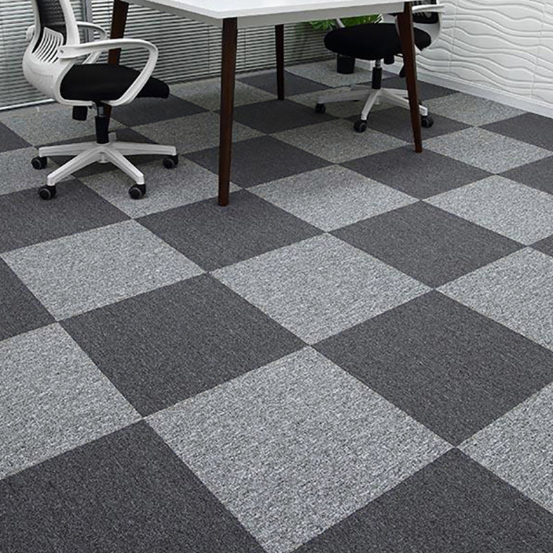 Indoor Carpet Tile Level Loop Non-Skid Carpet Tiles with Waterproof Dark Grey Light Grey 40-Piece Set Clearhalo 'Carpet Tiles & Carpet Squares' 'carpet_tiles_carpet_squares' 'Flooring 'Home Improvement' 'home_improvement' 'home_improvement_carpet_tiles_carpet_squares' Walls and Ceiling' 7394087
