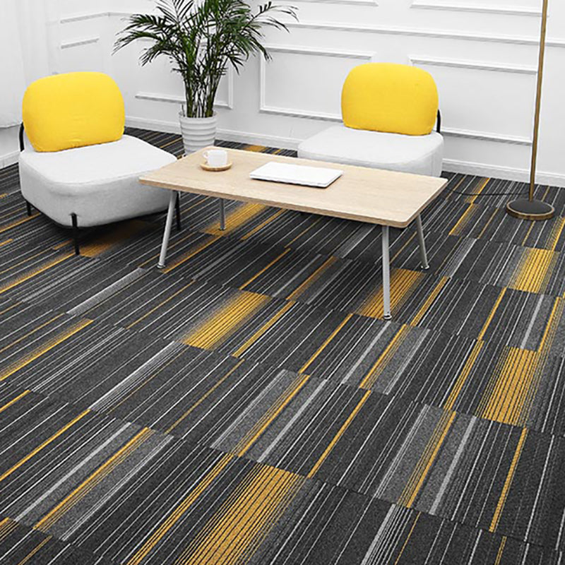 Indoor Carpet Tile Level Loop Non-Skid Carpet Tiles with Waterproof Yellow Black 40-Piece Set Clearhalo 'Carpet Tiles & Carpet Squares' 'carpet_tiles_carpet_squares' 'Flooring 'Home Improvement' 'home_improvement' 'home_improvement_carpet_tiles_carpet_squares' Walls and Ceiling' 7394089