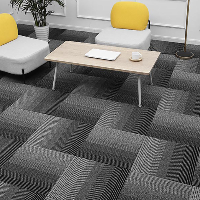 Indoor Carpet Tile Level Loop Non-Skid Carpet Tiles with Waterproof Black Gray White 40-Piece Set Asphalt Clearhalo 'Carpet Tiles & Carpet Squares' 'carpet_tiles_carpet_squares' 'Flooring 'Home Improvement' 'home_improvement' 'home_improvement_carpet_tiles_carpet_squares' Walls and Ceiling' 7394101