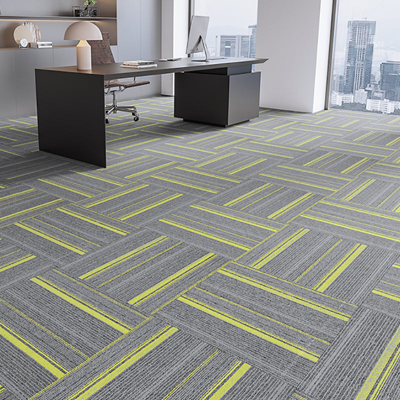 Indoor Carpet Tile Level Loop Non-Skid Carpet Tiles with Waterproof Lemon Yellow 40-Piece Set Clearhalo 'Carpet Tiles & Carpet Squares' 'carpet_tiles_carpet_squares' 'Flooring 'Home Improvement' 'home_improvement' 'home_improvement_carpet_tiles_carpet_squares' Walls and Ceiling' 7394108