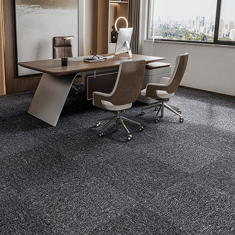 Indoor Carpet Tile Level Loop Non-Skid Carpet Tiles with Waterproof Dark Grey Grey 40-Piece Set Asphalt Clearhalo 'Carpet Tiles & Carpet Squares' 'carpet_tiles_carpet_squares' 'Flooring 'Home Improvement' 'home_improvement' 'home_improvement_carpet_tiles_carpet_squares' Walls and Ceiling' 7394110