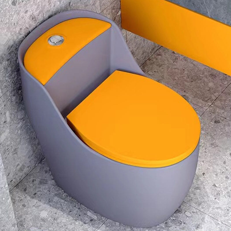 One Piece Toilet Modern Urine Toilet Floor Mounted Porcelain Toilet Bowl Grey Orange 14" Clearhalo 'Bathroom Remodel & Bathroom Fixtures' 'Home Improvement' 'home_improvement' 'home_improvement_toilets' 'Toilets & Bidets' 'Toilets' 7394776