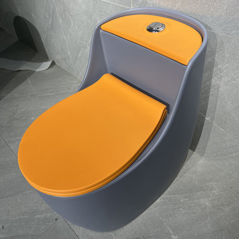 One Piece Toilet Modern Urine Toilet Floor Mounted Porcelain Toilet Bowl Grey Orange Clearhalo 'Bathroom Remodel & Bathroom Fixtures' 'Home Improvement' 'home_improvement' 'home_improvement_toilets' 'Toilets & Bidets' 'Toilets' 7394778