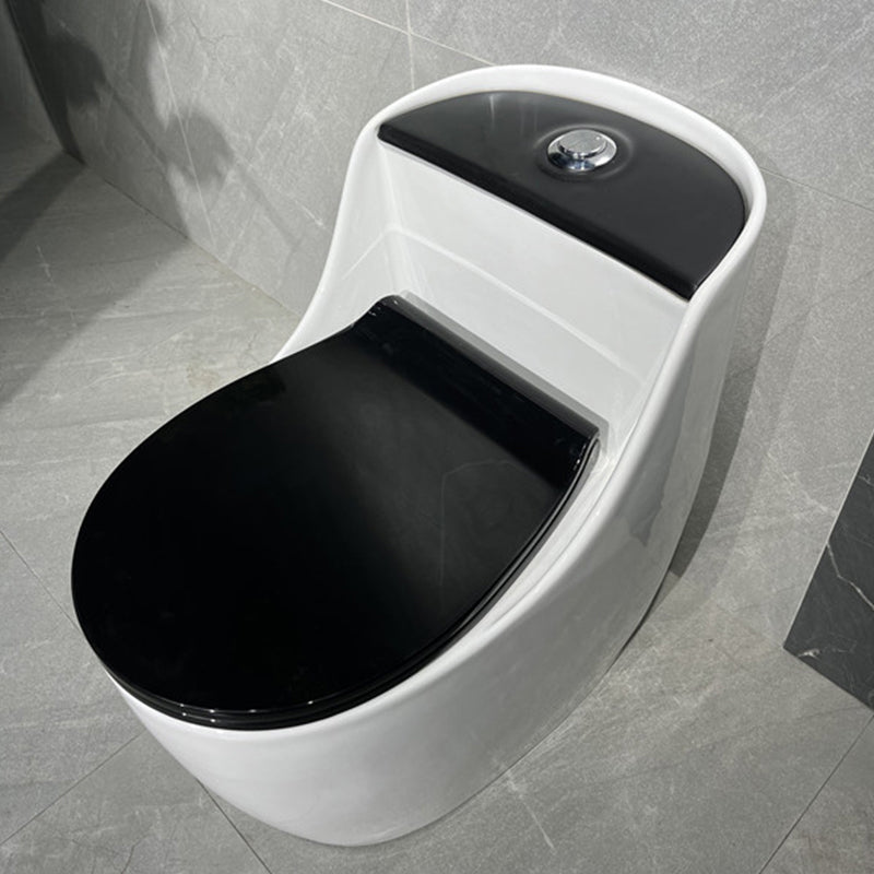 One Piece Toilet Modern Urine Toilet Floor Mounted Porcelain Toilet Bowl White-Black Clearhalo 'Bathroom Remodel & Bathroom Fixtures' 'Home Improvement' 'home_improvement' 'home_improvement_toilets' 'Toilets & Bidets' 'Toilets' 7394786