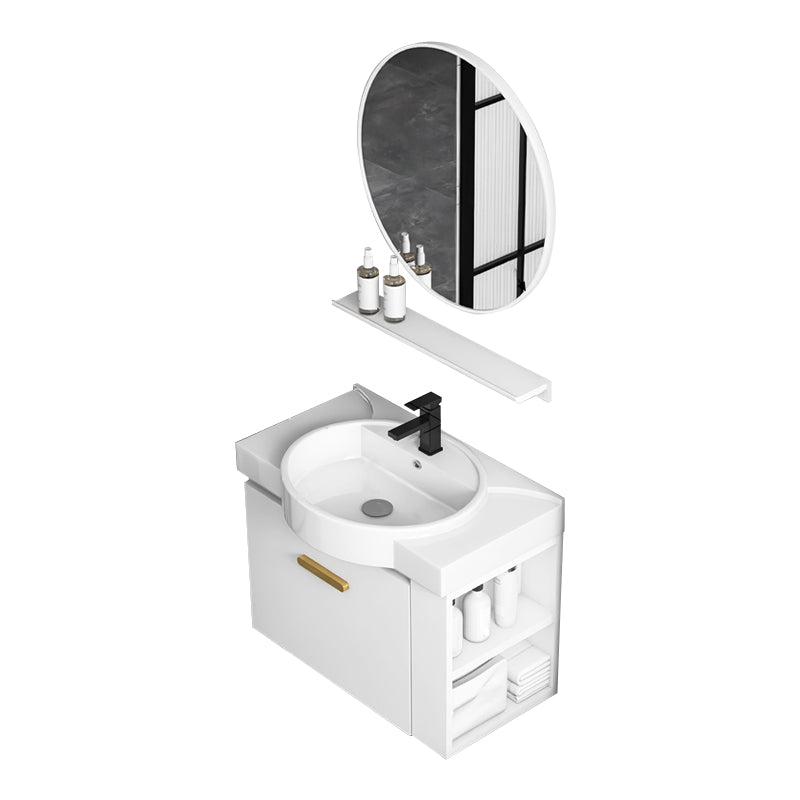 Modern Single Sink Vanity Set Wall Mount White Ceramic Vanity Vanity & Faucet & Mirrors Clearhalo 'Bathroom Remodel & Bathroom Fixtures' 'Bathroom Vanities' 'bathroom_vanities' 'Home Improvement' 'home_improvement' 'home_improvement_bathroom_vanities' 7394918