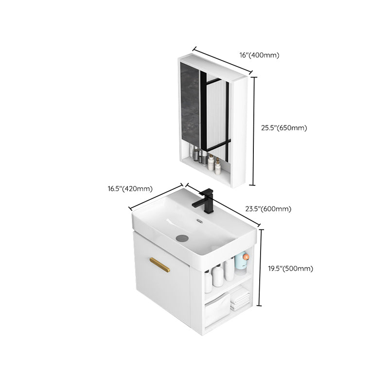 Modern Single Sink Vanity Set Wall Mount White Ceramic Vanity Clearhalo 'Bathroom Remodel & Bathroom Fixtures' 'Bathroom Vanities' 'bathroom_vanities' 'Home Improvement' 'home_improvement' 'home_improvement_bathroom_vanities' 7394936