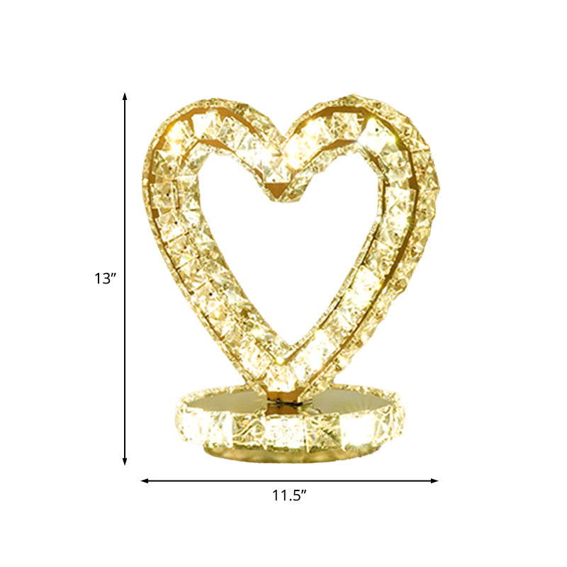 Metal Chrome Finish Night Table Light Loving Heart/Round LED Modernism Night Lamp with Crystal Accent for Bedside Clearhalo 'Lamps' 'Table Lamps' Lighting' 739569