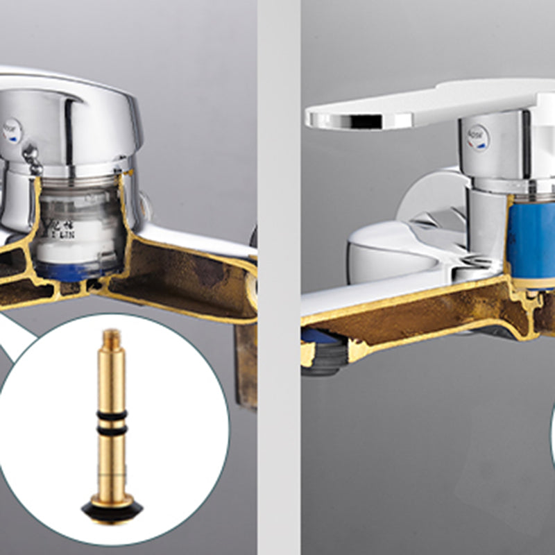 Popular Wall Mount Tub Faucet Fixed Lever Handle Bath Filler Trim Clearhalo 'Bathroom Remodel & Bathroom Fixtures' 'Bathtub Faucets' 'bathtub_faucets' 'Home Improvement' 'home_improvement' 'home_improvement_bathtub_faucets' 7395804