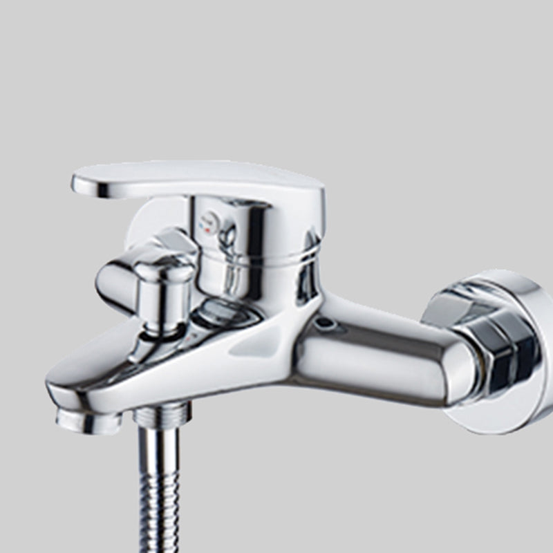 Popular Wall Mount Tub Faucet Fixed Lever Handle Bath Filler Trim Chrome Single Faucet Risers Not Included Clearhalo 'Bathroom Remodel & Bathroom Fixtures' 'Bathtub Faucets' 'bathtub_faucets' 'Home Improvement' 'home_improvement' 'home_improvement_bathtub_faucets' 7395805