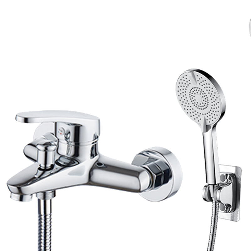 Popular Wall Mount Tub Faucet Fixed Lever Handle Bath Filler Trim Chrome Four Speed Shower Risers Not Included Clearhalo 'Bathroom Remodel & Bathroom Fixtures' 'Bathtub Faucets' 'bathtub_faucets' 'Home Improvement' 'home_improvement' 'home_improvement_bathtub_faucets' 7395810