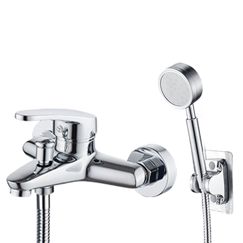 Popular Wall Mount Tub Faucet Fixed Lever Handle Bath Filler Trim Chrome Stainless Steel Handshower Risers Not Included Clearhalo 'Bathroom Remodel & Bathroom Fixtures' 'Bathtub Faucets' 'bathtub_faucets' 'Home Improvement' 'home_improvement' 'home_improvement_bathtub_faucets' 7395812