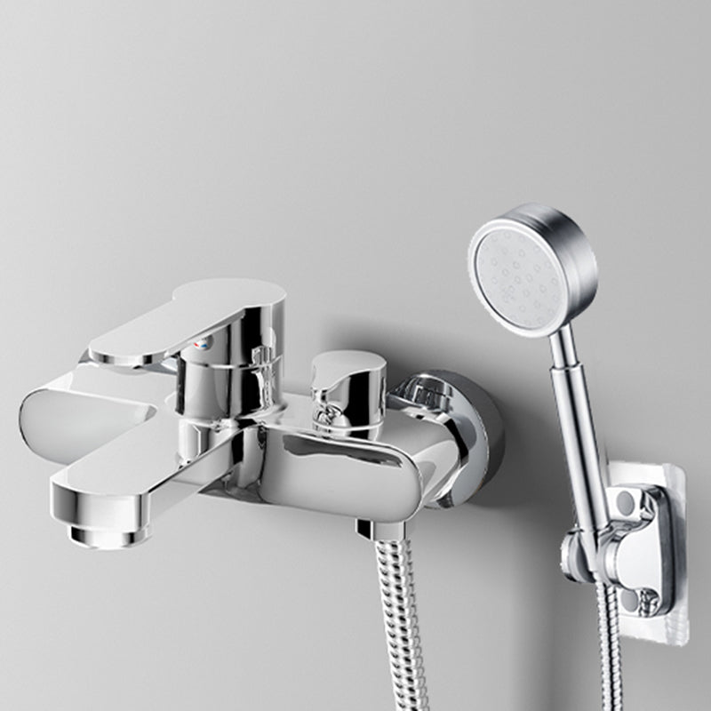 Popular Wall Mount Tub Faucet Fixed Lever Handle Bath Filler Trim Bright Silver Stainless Steel Handshower Risers Not Included Clearhalo 'Bathroom Remodel & Bathroom Fixtures' 'Bathtub Faucets' 'bathtub_faucets' 'Home Improvement' 'home_improvement' 'home_improvement_bathtub_faucets' 7395828