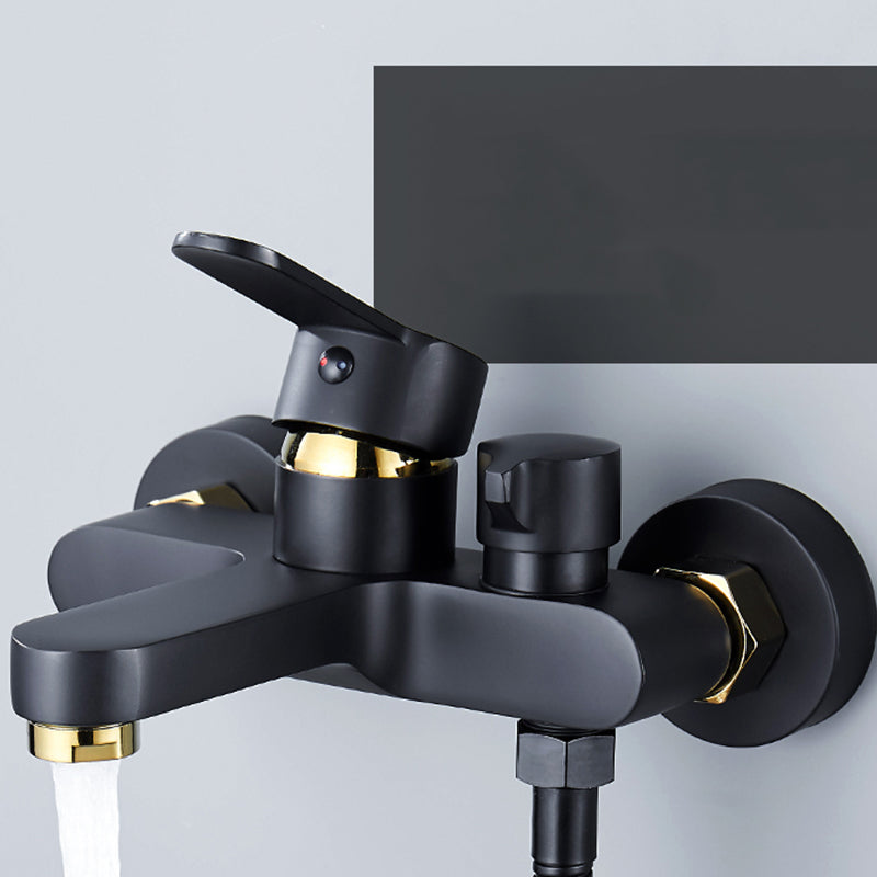 Modern Tub Faucet Lever Handle Wall Mount Fixed Bathtub Faucet Clearhalo 'Bathroom Remodel & Bathroom Fixtures' 'Bathtub Faucets' 'bathtub_faucets' 'Home Improvement' 'home_improvement' 'home_improvement_bathtub_faucets' 7395834