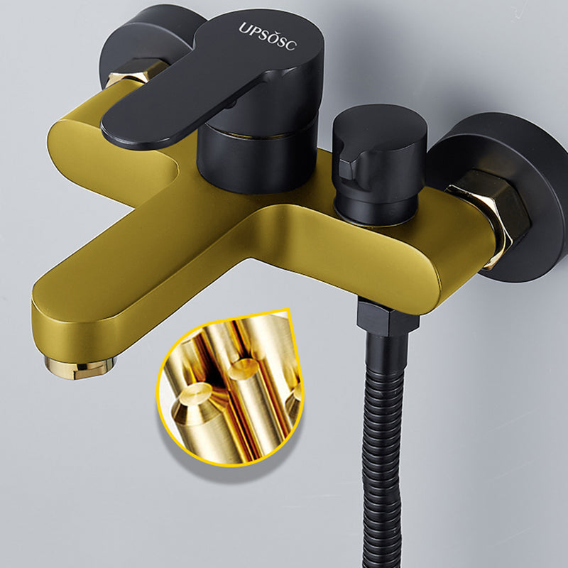 Modern Tub Faucet Lever Handle Wall Mount Fixed Bathtub Faucet Clearhalo 'Bathroom Remodel & Bathroom Fixtures' 'Bathtub Faucets' 'bathtub_faucets' 'Home Improvement' 'home_improvement' 'home_improvement_bathtub_faucets' 7395838