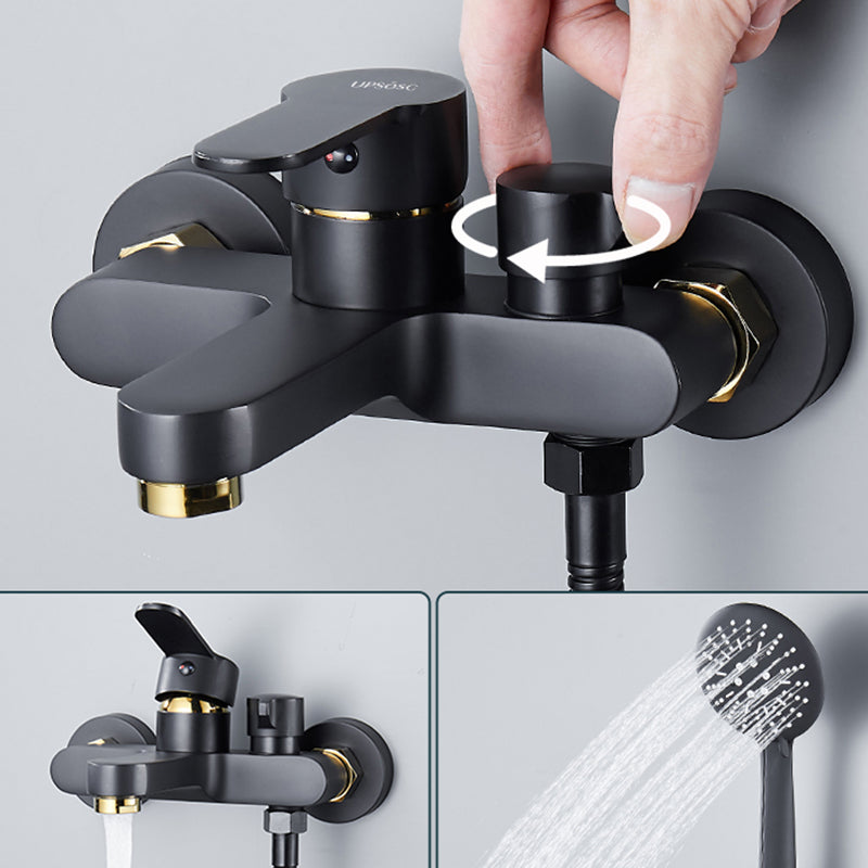 Modern Tub Faucet Lever Handle Wall Mount Fixed Bathtub Faucet Clearhalo 'Bathroom Remodel & Bathroom Fixtures' 'Bathtub Faucets' 'bathtub_faucets' 'Home Improvement' 'home_improvement' 'home_improvement_bathtub_faucets' 7395840