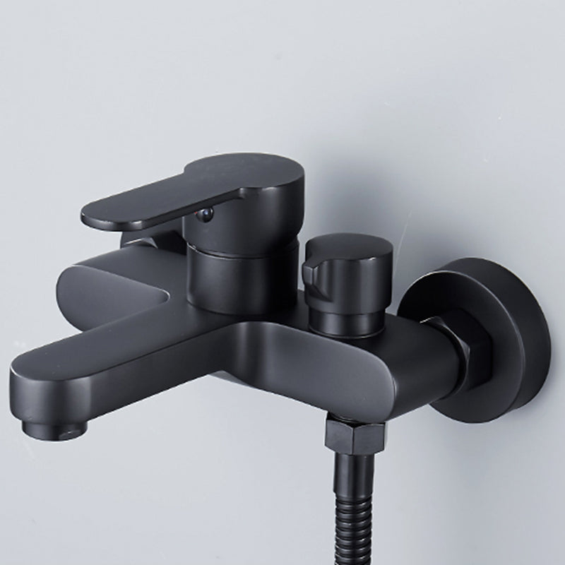 Modern Tub Faucet Lever Handle Wall Mount Fixed Bathtub Faucet Black Single Faucet Risers Not Included Clearhalo 'Bathroom Remodel & Bathroom Fixtures' 'Bathtub Faucets' 'bathtub_faucets' 'Home Improvement' 'home_improvement' 'home_improvement_bathtub_faucets' 7395844