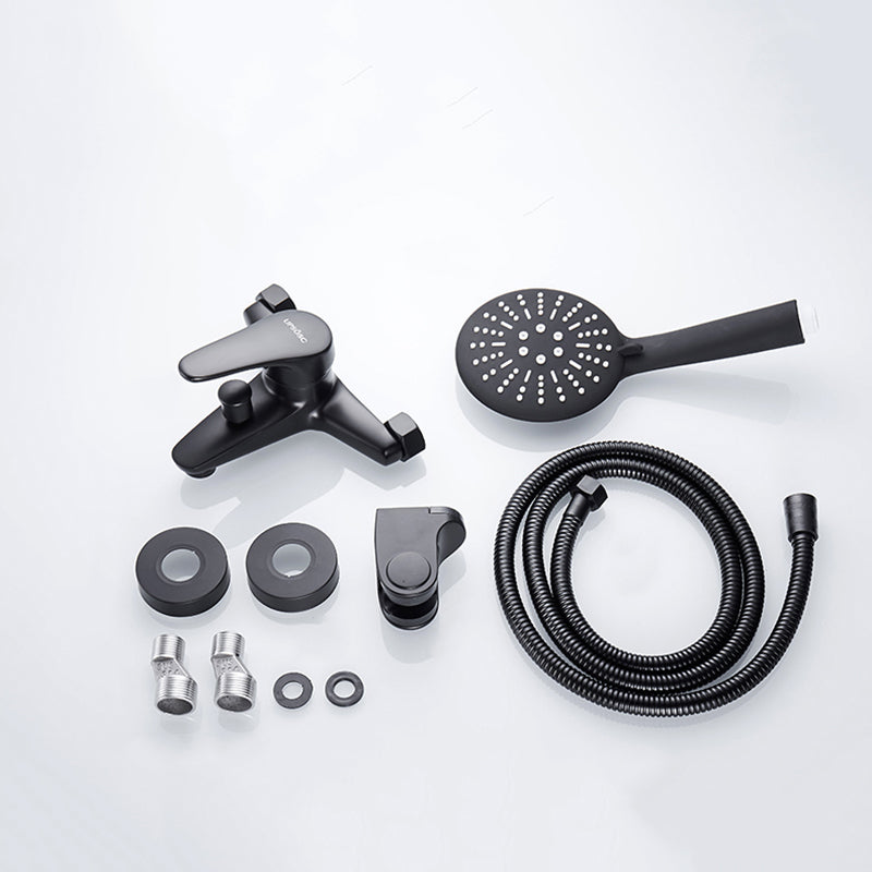 Modern Tub Faucet Lever Handle Wall Mount Fixed Bathtub Faucet Clearhalo 'Bathroom Remodel & Bathroom Fixtures' 'Bathtub Faucets' 'bathtub_faucets' 'Home Improvement' 'home_improvement' 'home_improvement_bathtub_faucets' 7395849