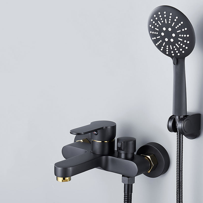 Modern Tub Faucet Lever Handle Wall Mount Fixed Bathtub Faucet Clearhalo 'Bathroom Remodel & Bathroom Fixtures' 'Bathtub Faucets' 'bathtub_faucets' 'Home Improvement' 'home_improvement' 'home_improvement_bathtub_faucets' 7395851