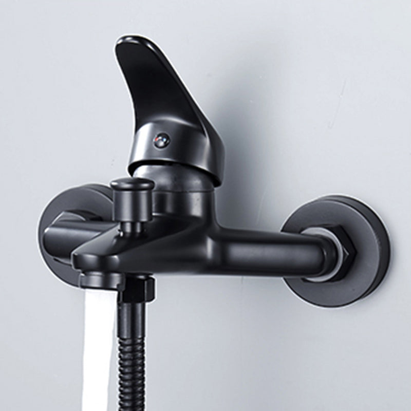 Modern Tub Faucet Lever Handle Wall Mount Fixed Bathtub Faucet Clearhalo 'Bathroom Remodel & Bathroom Fixtures' 'Bathtub Faucets' 'bathtub_faucets' 'Home Improvement' 'home_improvement' 'home_improvement_bathtub_faucets' 7395852