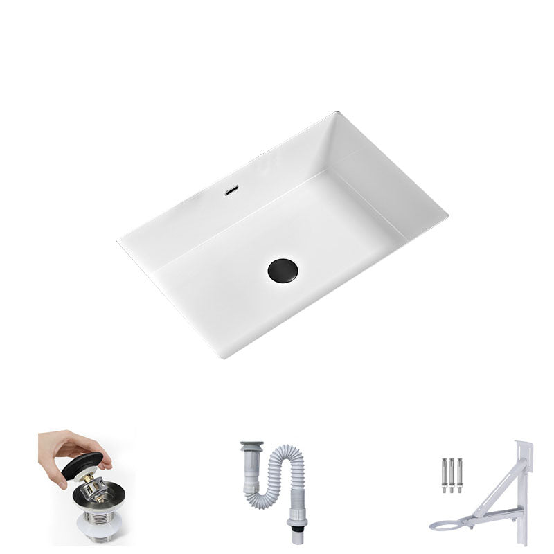 Bathroom Sink Ceramic Pull-out Faucet White Rectangular Washroom Sink 23.6"L x 15.7"W x 7.5"H Unavailiable Sink Clearhalo 'Bathroom Remodel & Bathroom Fixtures' 'Bathroom Sinks & Faucet Components' 'Bathroom Sinks' 'bathroom_sink' 'Home Improvement' 'home_improvement' 'home_improvement_bathroom_sink' 7395941