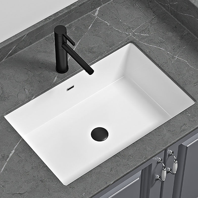 Bathroom Sink Ceramic Pull-out Faucet White Rectangular Washroom Sink Clearhalo 'Bathroom Remodel & Bathroom Fixtures' 'Bathroom Sinks & Faucet Components' 'Bathroom Sinks' 'bathroom_sink' 'Home Improvement' 'home_improvement' 'home_improvement_bathroom_sink' 7395944