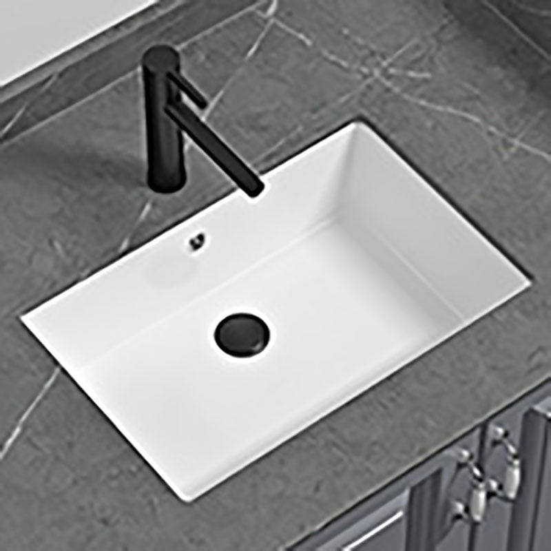 Bathroom Sink Ceramic Pull-out Faucet White Rectangular Washroom Sink Clearhalo 'Bathroom Remodel & Bathroom Fixtures' 'Bathroom Sinks & Faucet Components' 'Bathroom Sinks' 'bathroom_sink' 'Home Improvement' 'home_improvement' 'home_improvement_bathroom_sink' 7395947