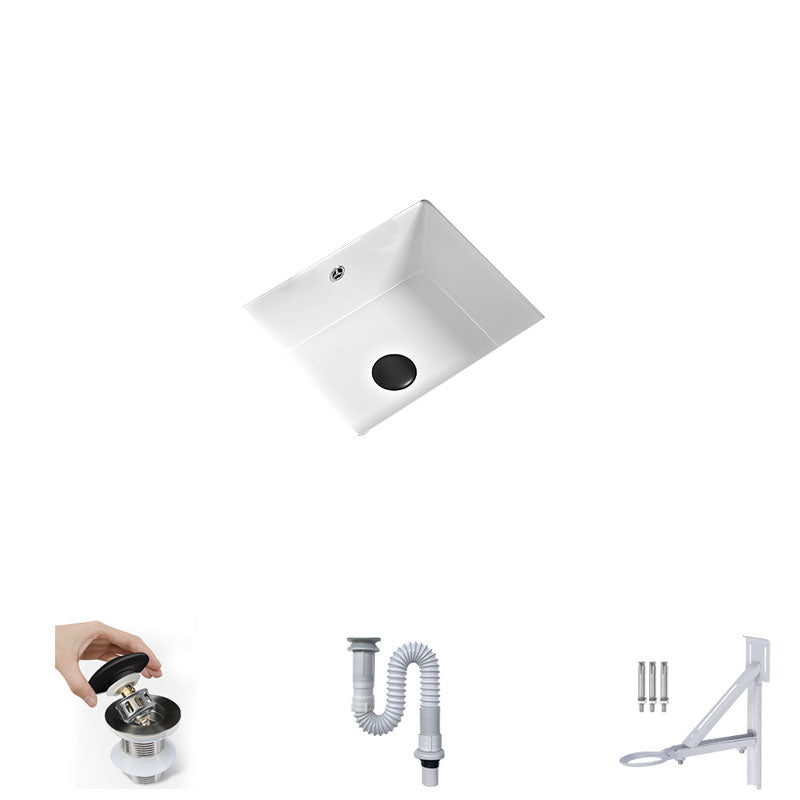 Bathroom Sink Ceramic Pull-out Faucet White Rectangular Washroom Sink 16"L x 12"W x 7"H Unavailiable Sink Clearhalo 'Bathroom Remodel & Bathroom Fixtures' 'Bathroom Sinks & Faucet Components' 'Bathroom Sinks' 'bathroom_sink' 'Home Improvement' 'home_improvement' 'home_improvement_bathroom_sink' 7395953