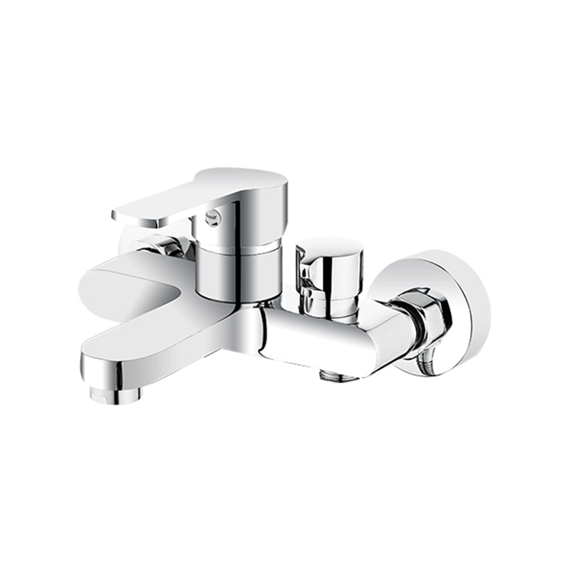 Single Lever Handle Tub Faucet 2 Holes Wall-Mounted Handshower Low Arc Tub Filler Silver Unavailiable Hand Shower Not Included Clearhalo 'Bathroom Remodel & Bathroom Fixtures' 'Bathtub Faucets' 'bathtub_faucets' 'Home Improvement' 'home_improvement' 'home_improvement_bathtub_faucets' 7395982