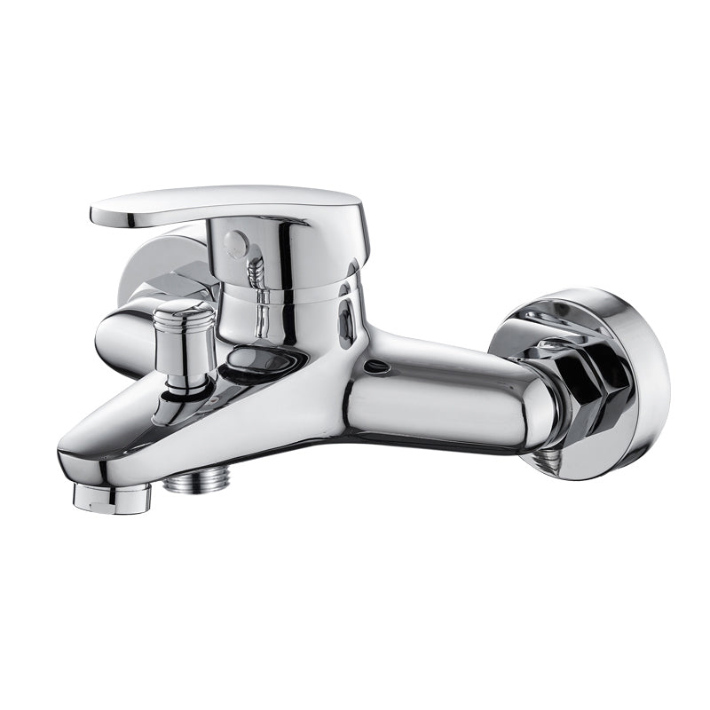 Single Lever Handle Tub Faucet 2 Holes Wall-Mounted Handshower Low Arc Tub Filler Chrome Unavailiable Hand Shower Not Included Clearhalo 'Bathroom Remodel & Bathroom Fixtures' 'Bathtub Faucets' 'bathtub_faucets' 'Home Improvement' 'home_improvement' 'home_improvement_bathtub_faucets' 7395989