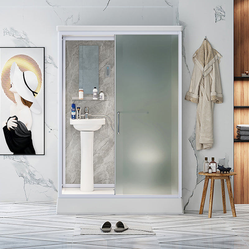 Frosted Tempered Glass Shower Enclosure Rectangle Shower Enclosure 55"L x 43"W x 85"H Front Opening Clearhalo 'Bathroom Remodel & Bathroom Fixtures' 'Home Improvement' 'home_improvement' 'home_improvement_shower_stalls_enclosures' 'Shower Stalls & Enclosures' 'shower_stalls_enclosures' 'Showers & Bathtubs' 7396101