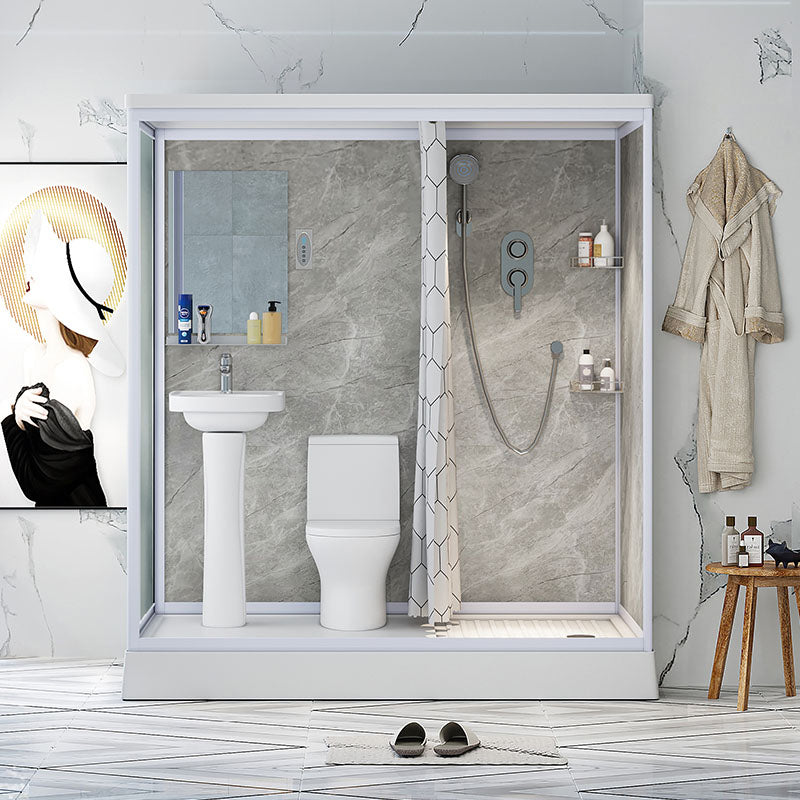 Frosted Tempered Glass Shower Enclosure Rectangle Shower Enclosure Clearhalo 'Bathroom Remodel & Bathroom Fixtures' 'Home Improvement' 'home_improvement' 'home_improvement_shower_stalls_enclosures' 'Shower Stalls & Enclosures' 'shower_stalls_enclosures' 'Showers & Bathtubs' 7396102