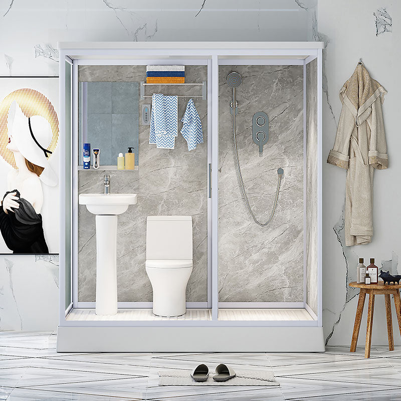 Frosted Tempered Glass Shower Enclosure Rectangle Shower Enclosure Clearhalo 'Bathroom Remodel & Bathroom Fixtures' 'Home Improvement' 'home_improvement' 'home_improvement_shower_stalls_enclosures' 'Shower Stalls & Enclosures' 'shower_stalls_enclosures' 'Showers & Bathtubs' 7396106