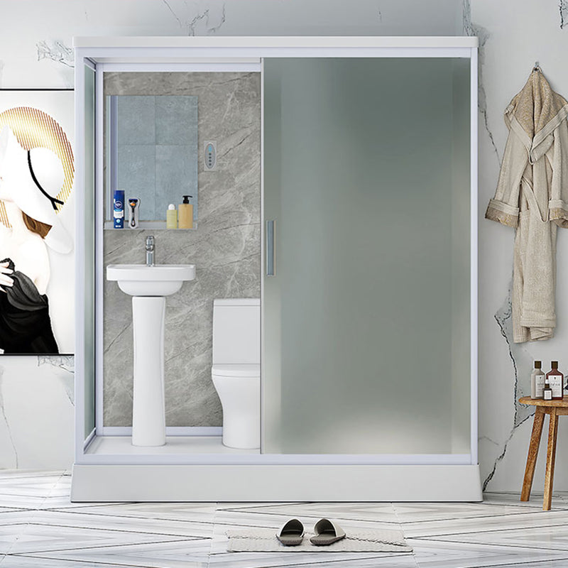 Frosted Tempered Glass Shower Enclosure Rectangle Shower Enclosure 67"L x 47"W x 85"H Front Opening Clearhalo 'Bathroom Remodel & Bathroom Fixtures' 'Home Improvement' 'home_improvement' 'home_improvement_shower_stalls_enclosures' 'Shower Stalls & Enclosures' 'shower_stalls_enclosures' 'Showers & Bathtubs' 7396107