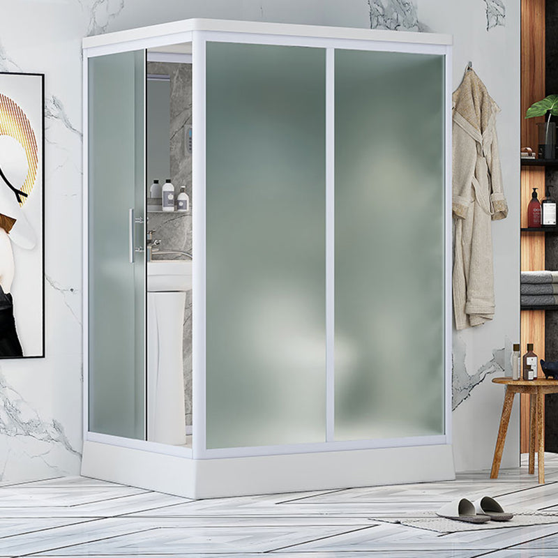 Frosted Tempered Glass Shower Enclosure Rectangle Shower Enclosure 55"L x 43"W x 85"H Side Opening Clearhalo 'Bathroom Remodel & Bathroom Fixtures' 'Home Improvement' 'home_improvement' 'home_improvement_shower_stalls_enclosures' 'Shower Stalls & Enclosures' 'shower_stalls_enclosures' 'Showers & Bathtubs' 7396109