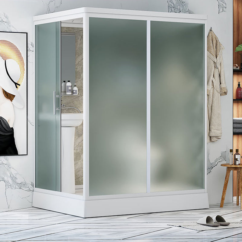 Frosted Tempered Glass Shower Enclosure Rectangle Shower Enclosure 59"L x 47"W x 85"H Side Opening Clearhalo 'Bathroom Remodel & Bathroom Fixtures' 'Home Improvement' 'home_improvement' 'home_improvement_shower_stalls_enclosures' 'Shower Stalls & Enclosures' 'shower_stalls_enclosures' 'Showers & Bathtubs' 7396112