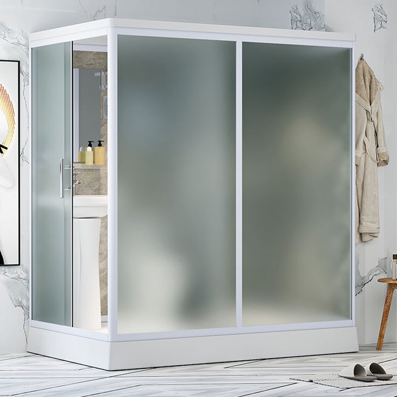 Frosted Tempered Glass Shower Enclosure Rectangle Shower Enclosure Side Opening Clearhalo 'Bathroom Remodel & Bathroom Fixtures' 'Home Improvement' 'home_improvement' 'home_improvement_shower_stalls_enclosures' 'Shower Stalls & Enclosures' 'shower_stalls_enclosures' 'Showers & Bathtubs' 7396115