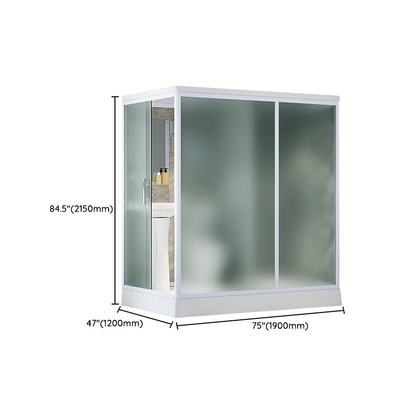 Frosted Tempered Glass Shower Enclosure Rectangle Shower Enclosure Clearhalo 'Bathroom Remodel & Bathroom Fixtures' 'Home Improvement' 'home_improvement' 'home_improvement_shower_stalls_enclosures' 'Shower Stalls & Enclosures' 'shower_stalls_enclosures' 'Showers & Bathtubs' 7396120