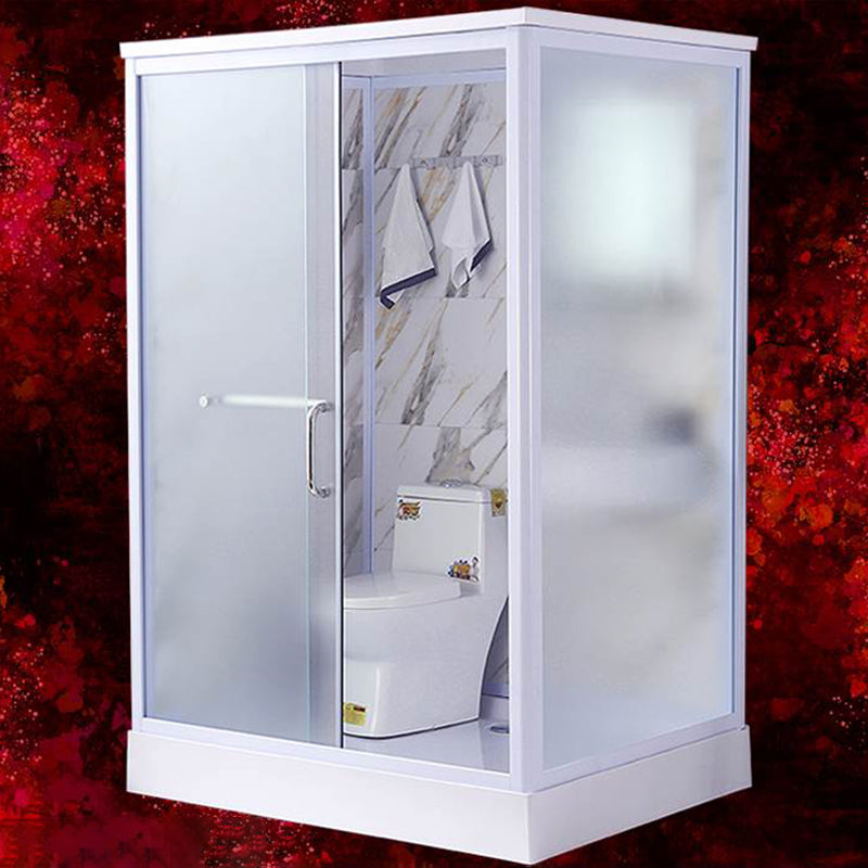 Framed Single Sliding Shower Kit Rectangle Frosted Shower Kit Clearhalo 'Bathroom Remodel & Bathroom Fixtures' 'Home Improvement' 'home_improvement' 'home_improvement_shower_stalls_enclosures' 'Shower Stalls & Enclosures' 'shower_stalls_enclosures' 'Showers & Bathtubs' 7396128