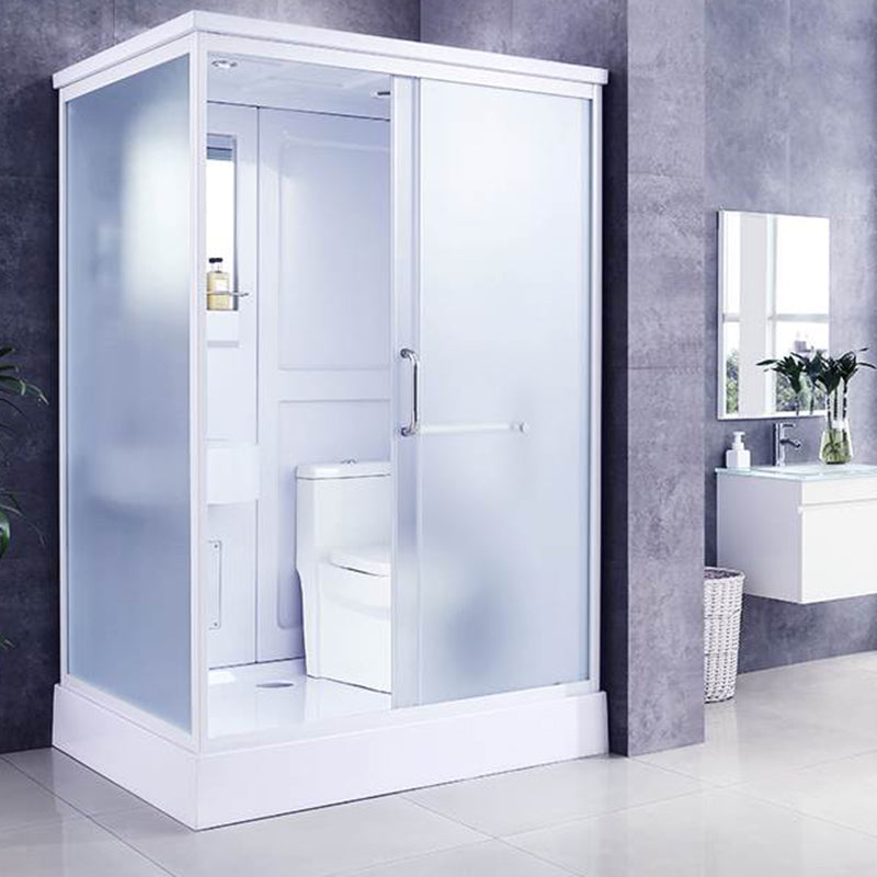 Framed Single Sliding Shower Kit Rectangle Frosted Shower Kit Clearhalo 'Bathroom Remodel & Bathroom Fixtures' 'Home Improvement' 'home_improvement' 'home_improvement_shower_stalls_enclosures' 'Shower Stalls & Enclosures' 'shower_stalls_enclosures' 'Showers & Bathtubs' 7396130
