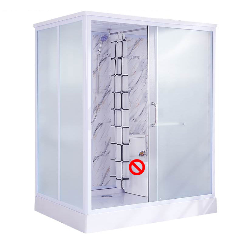 Framed Single Sliding Shower Kit Rectangle Frosted Shower Kit Marble 67"L x 47"W x 85"H Toilet Not Included Clearhalo 'Bathroom Remodel & Bathroom Fixtures' 'Home Improvement' 'home_improvement' 'home_improvement_shower_stalls_enclosures' 'Shower Stalls & Enclosures' 'shower_stalls_enclosures' 'Showers & Bathtubs' 7396135