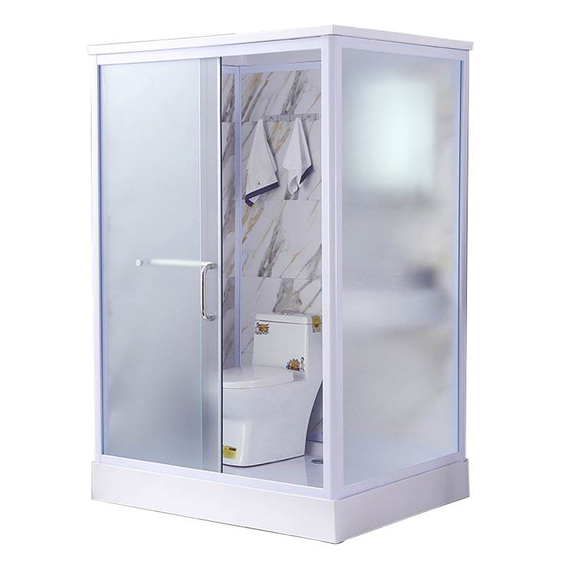Framed Single Sliding Shower Kit Rectangle Frosted Shower Kit Clearhalo 'Bathroom Remodel & Bathroom Fixtures' 'Home Improvement' 'home_improvement' 'home_improvement_shower_stalls_enclosures' 'Shower Stalls & Enclosures' 'shower_stalls_enclosures' 'Showers & Bathtubs' 7396137