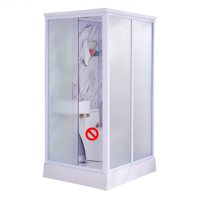 Framed Single Sliding Shower Kit Rectangle Frosted Shower Kit Marble 39"L x 47"W x 85"H Toilet Not Included Clearhalo 'Bathroom Remodel & Bathroom Fixtures' 'Home Improvement' 'home_improvement' 'home_improvement_shower_stalls_enclosures' 'Shower Stalls & Enclosures' 'shower_stalls_enclosures' 'Showers & Bathtubs' 7396142