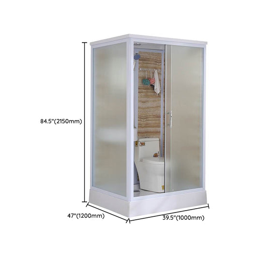 Framed Single Sliding Shower Kit Rectangle Frosted Shower Kit Clearhalo 'Bathroom Remodel & Bathroom Fixtures' 'Home Improvement' 'home_improvement' 'home_improvement_shower_stalls_enclosures' 'Shower Stalls & Enclosures' 'shower_stalls_enclosures' 'Showers & Bathtubs' 7396149