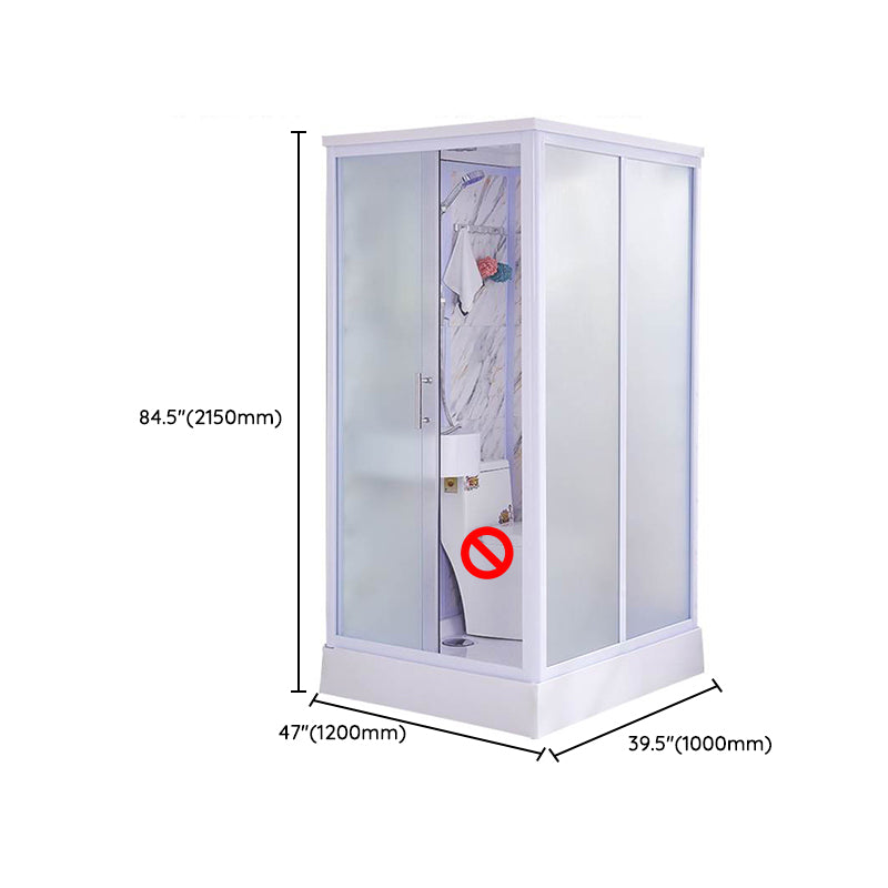 Framed Single Sliding Shower Kit Rectangle Frosted Shower Kit Clearhalo 'Bathroom Remodel & Bathroom Fixtures' 'Home Improvement' 'home_improvement' 'home_improvement_shower_stalls_enclosures' 'Shower Stalls & Enclosures' 'shower_stalls_enclosures' 'Showers & Bathtubs' 7396152