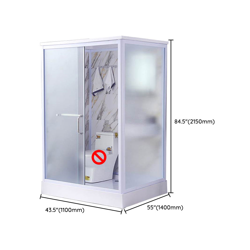 Framed Single Sliding Shower Kit Rectangle Frosted Shower Kit Clearhalo 'Bathroom Remodel & Bathroom Fixtures' 'Home Improvement' 'home_improvement' 'home_improvement_shower_stalls_enclosures' 'Shower Stalls & Enclosures' 'shower_stalls_enclosures' 'Showers & Bathtubs' 7396154